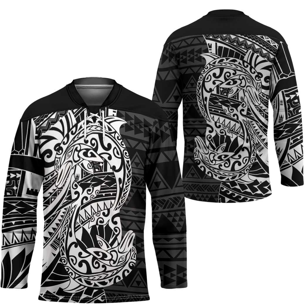 White Couple Dolphins Maori Polynesian Style Hockey Jersey - Polynesian Pride