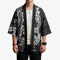 White Couple Dolphins Maori Polynesian Style Kimono - Polynesian Pride