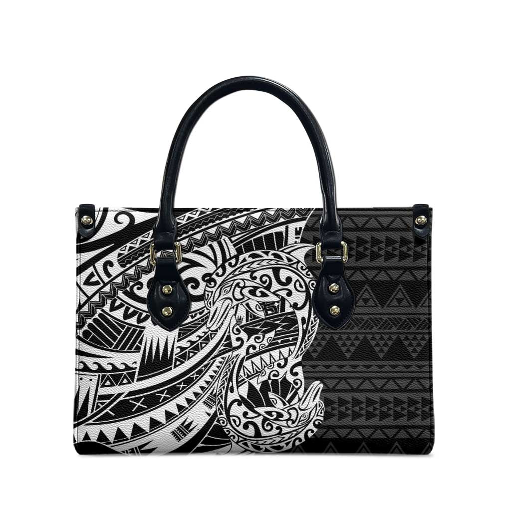 White Couple Dolphins Maori Polynesian Style Leather Bag - Polynesian Pride