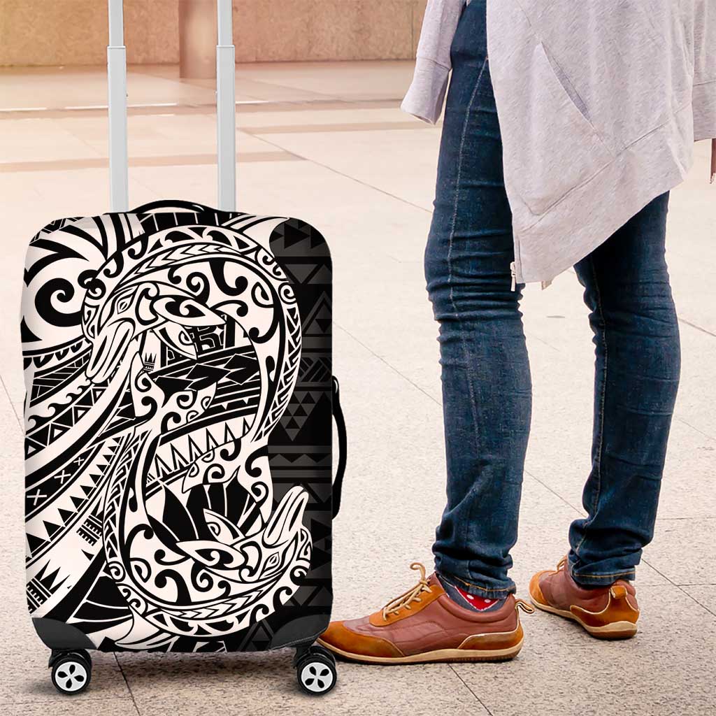 White Couple Dolphins Maori Polynesian Style Luggage Cover