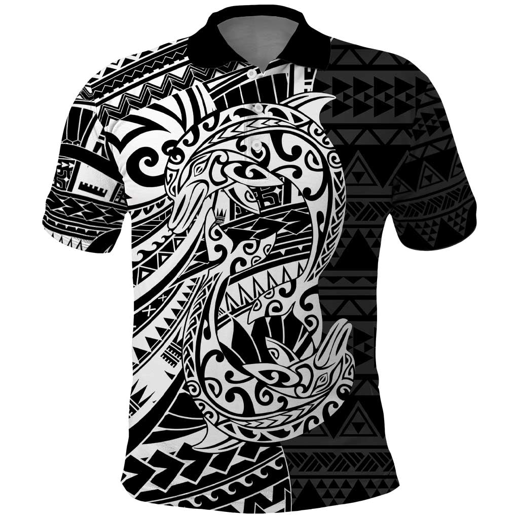 White Couple Dolphins Maori Polynesian Style Polo Shirt