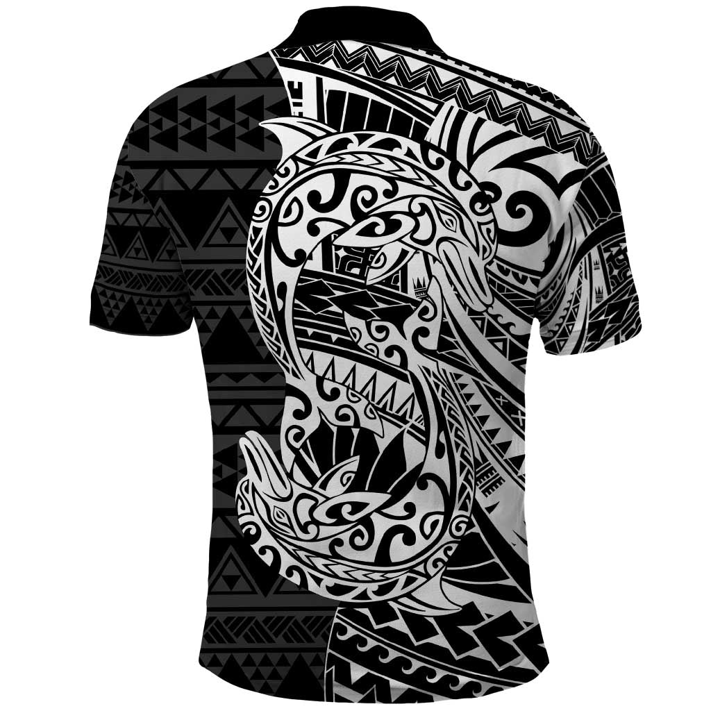 White Couple Dolphins Maori Polynesian Style Polo Shirt