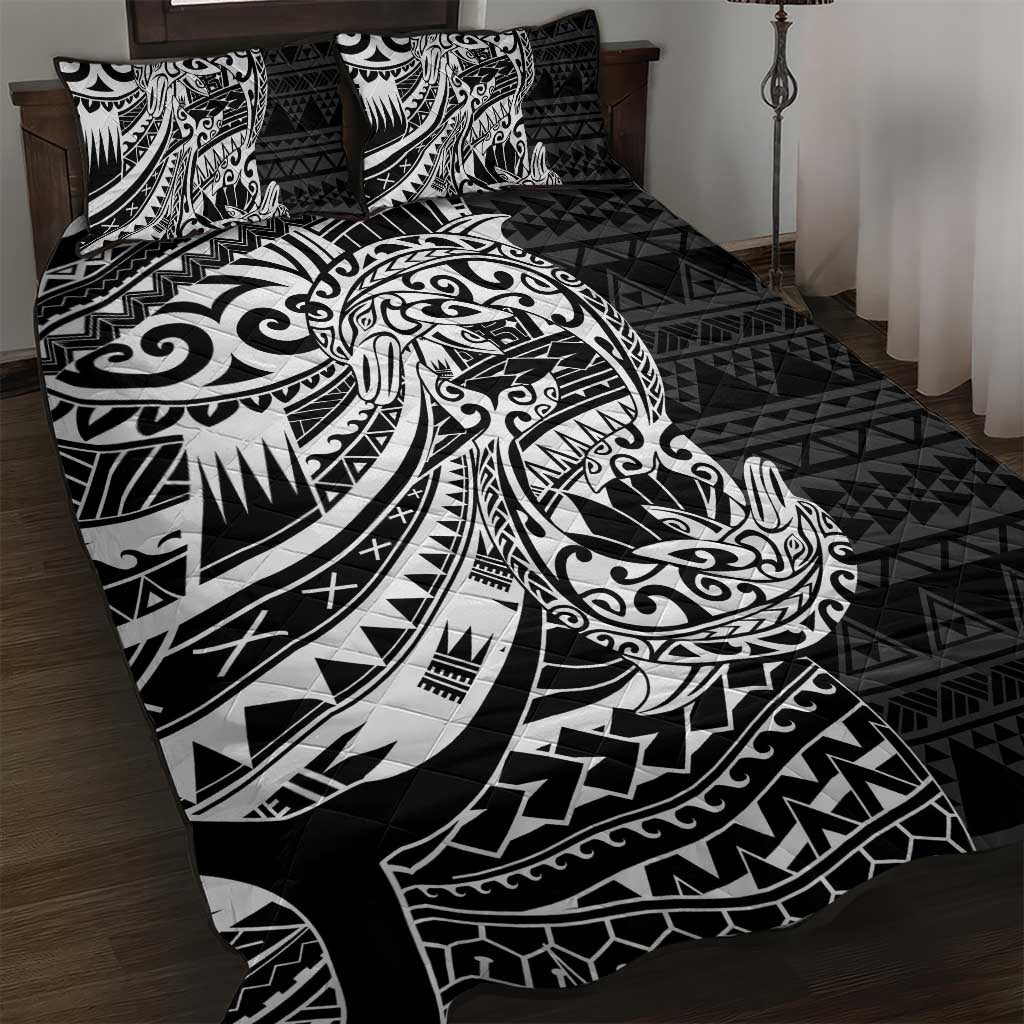 White Couple Dolphins Maori Polynesian Style Quilt Bed Set