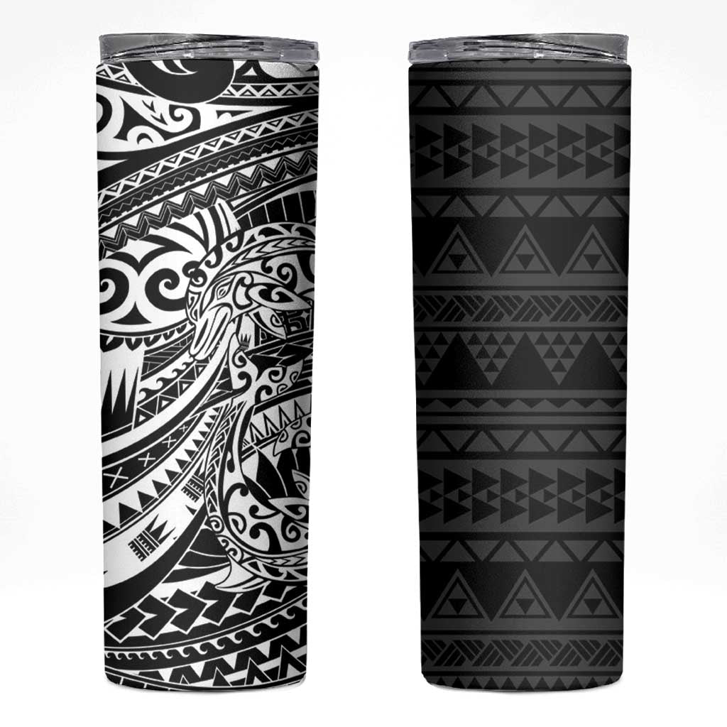 White Couple Dolphins Maori Polynesian Style Skinny Tumbler