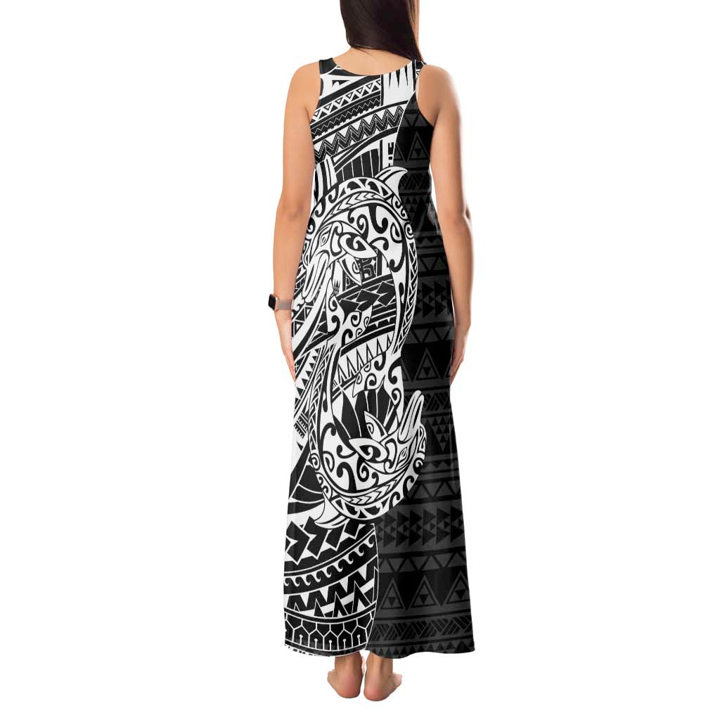 White Couple Dolphins Maori Polynesian Style Tank Maxi Dress