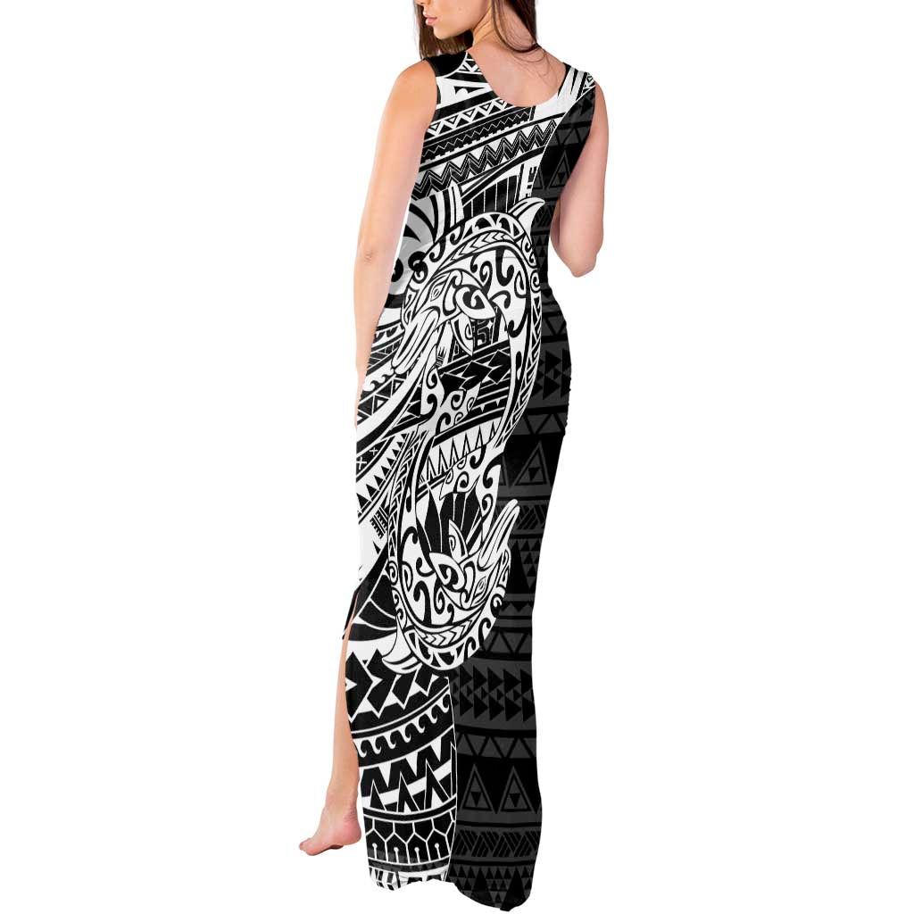 White Couple Dolphins Maori Polynesian Style Tank Maxi Dress