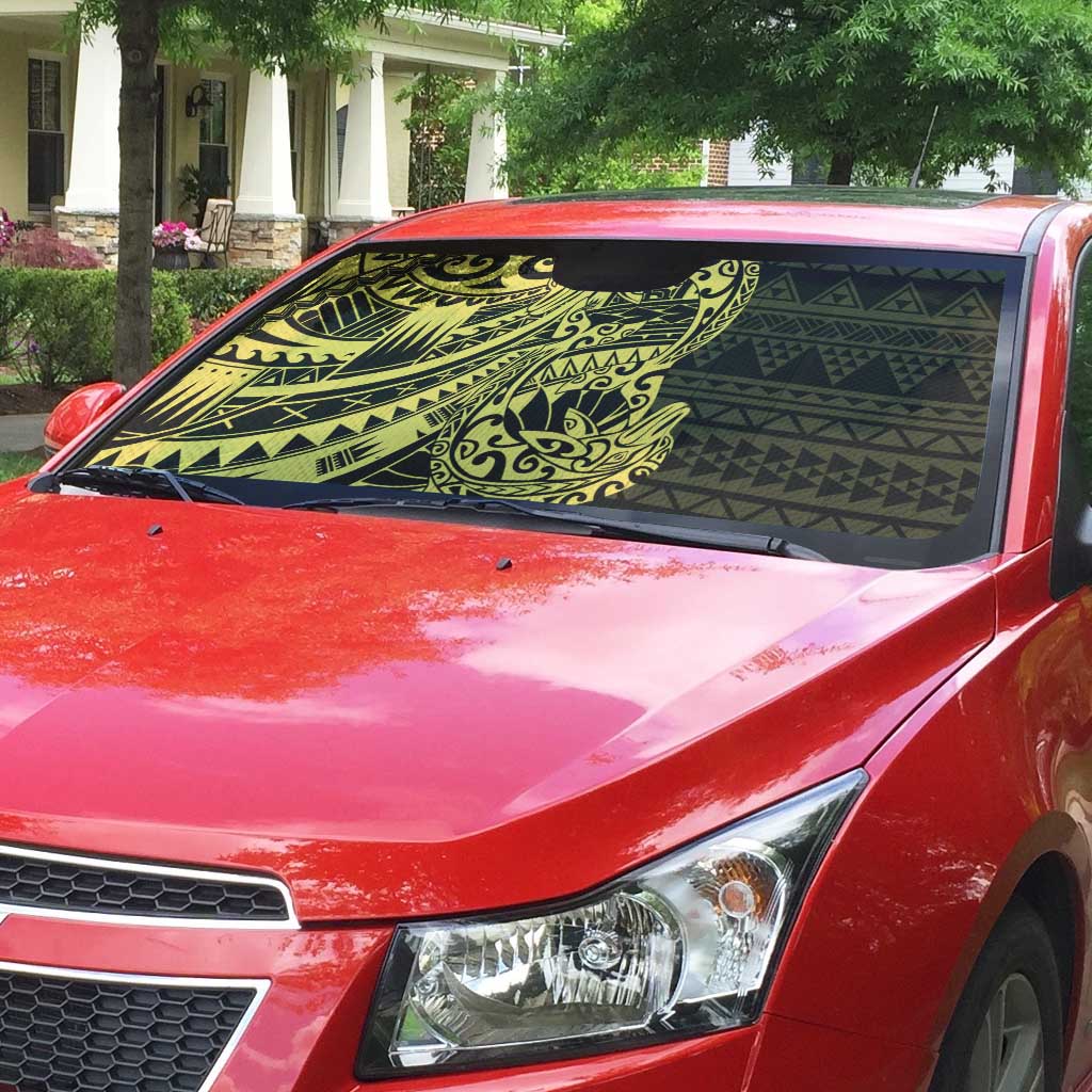 Yellow Couple Dolphins Maori Polynesian Style Auto Sun Shade - Polynesian Pride