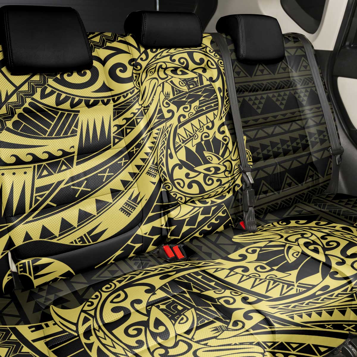 Yellow Couple Dolphins Maori Polynesian Style Back Car Seat Cover