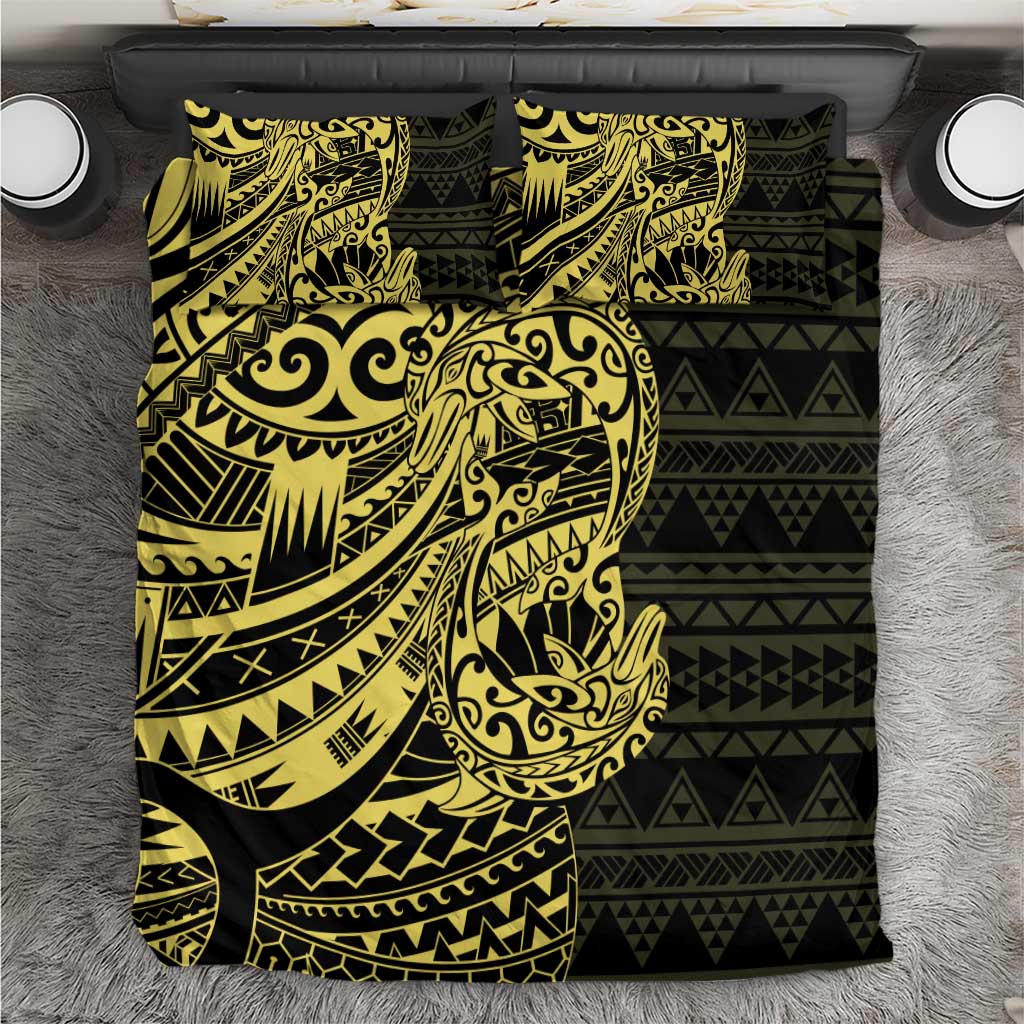 Yellow Couple Dolphins Maori Polynesian Style Bedding Set