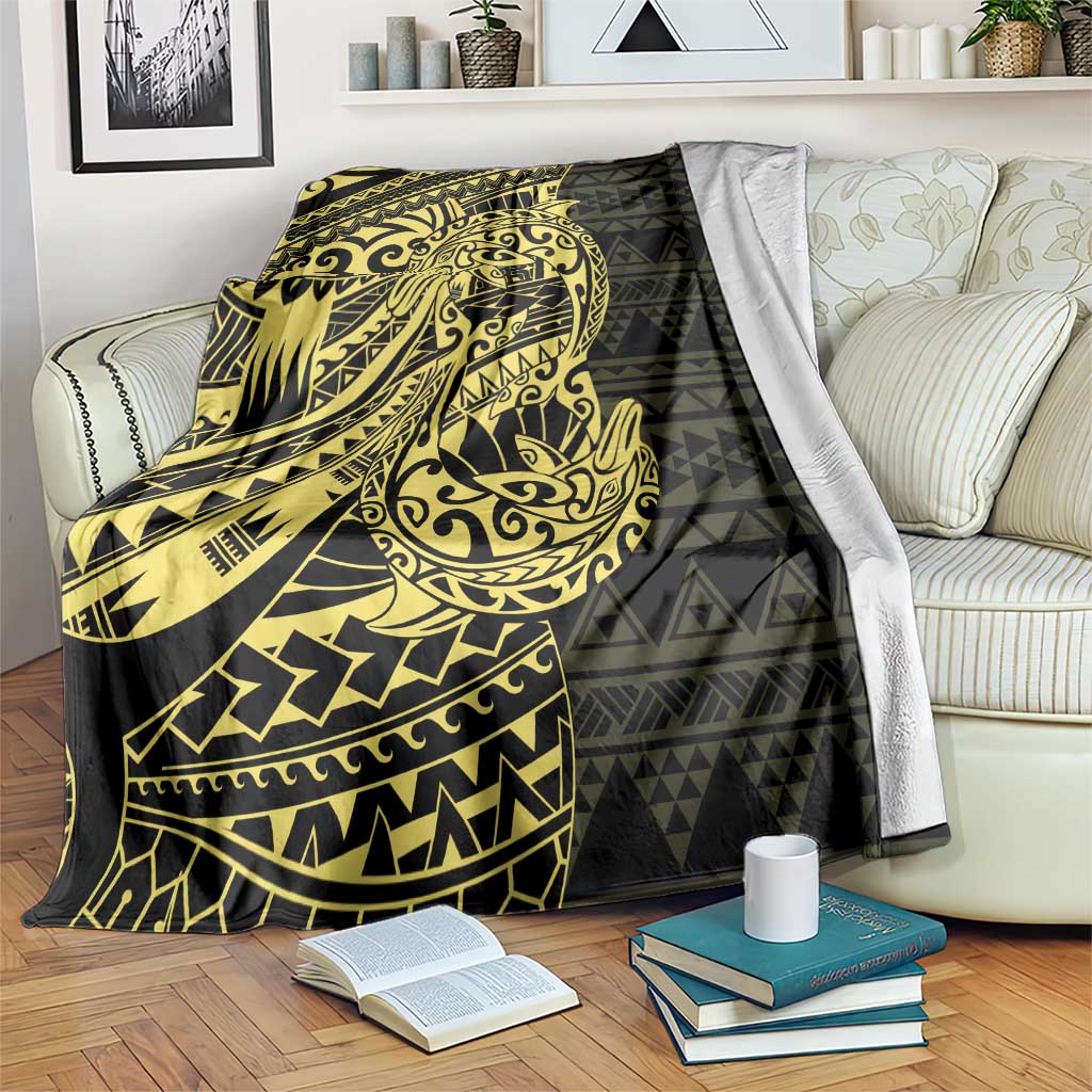 Yellow Couple Dolphins Maori Polynesian Style Blanket