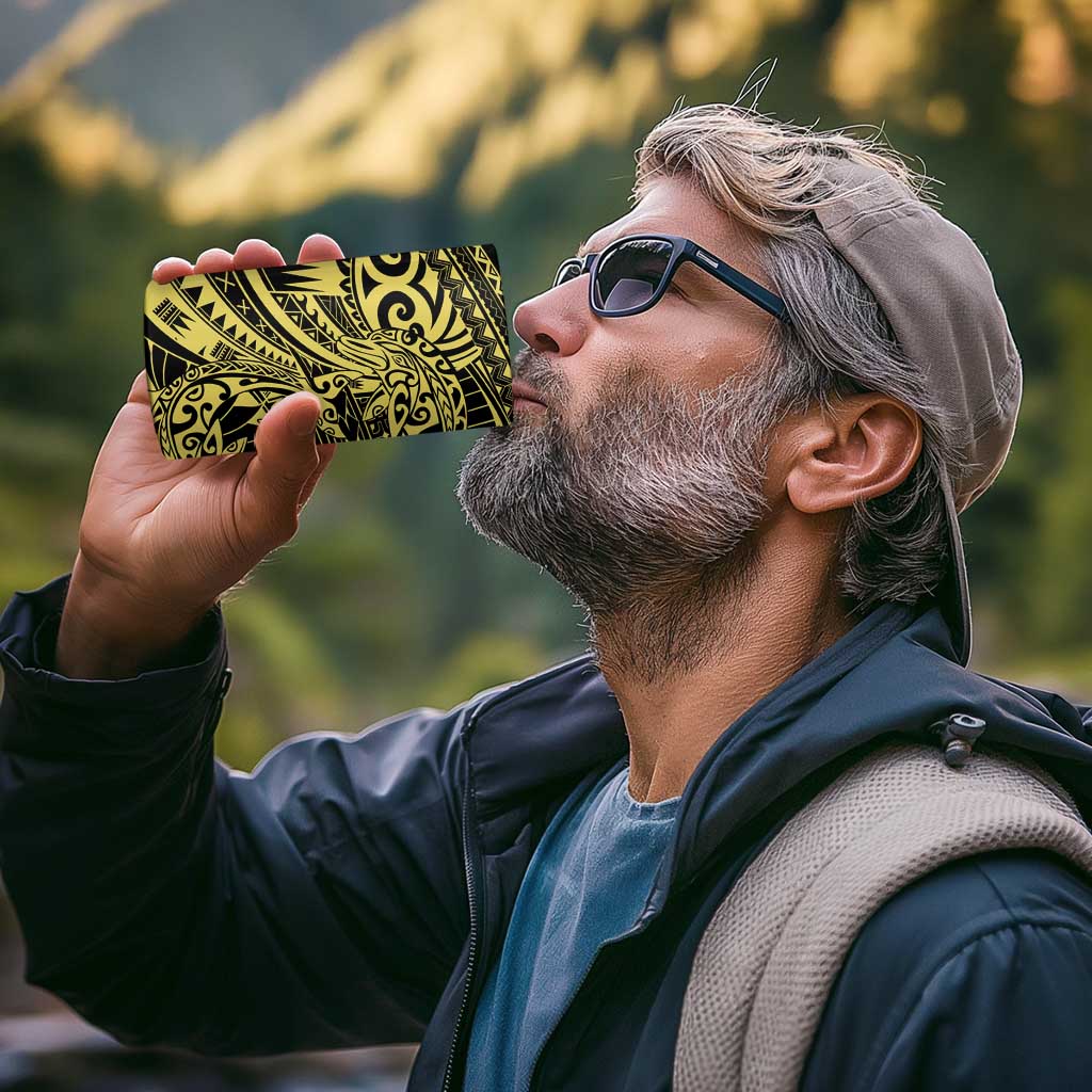 Yellow Couple Dolphins Maori Polynesian Style 4 in 1 Can Cooler Tumbler