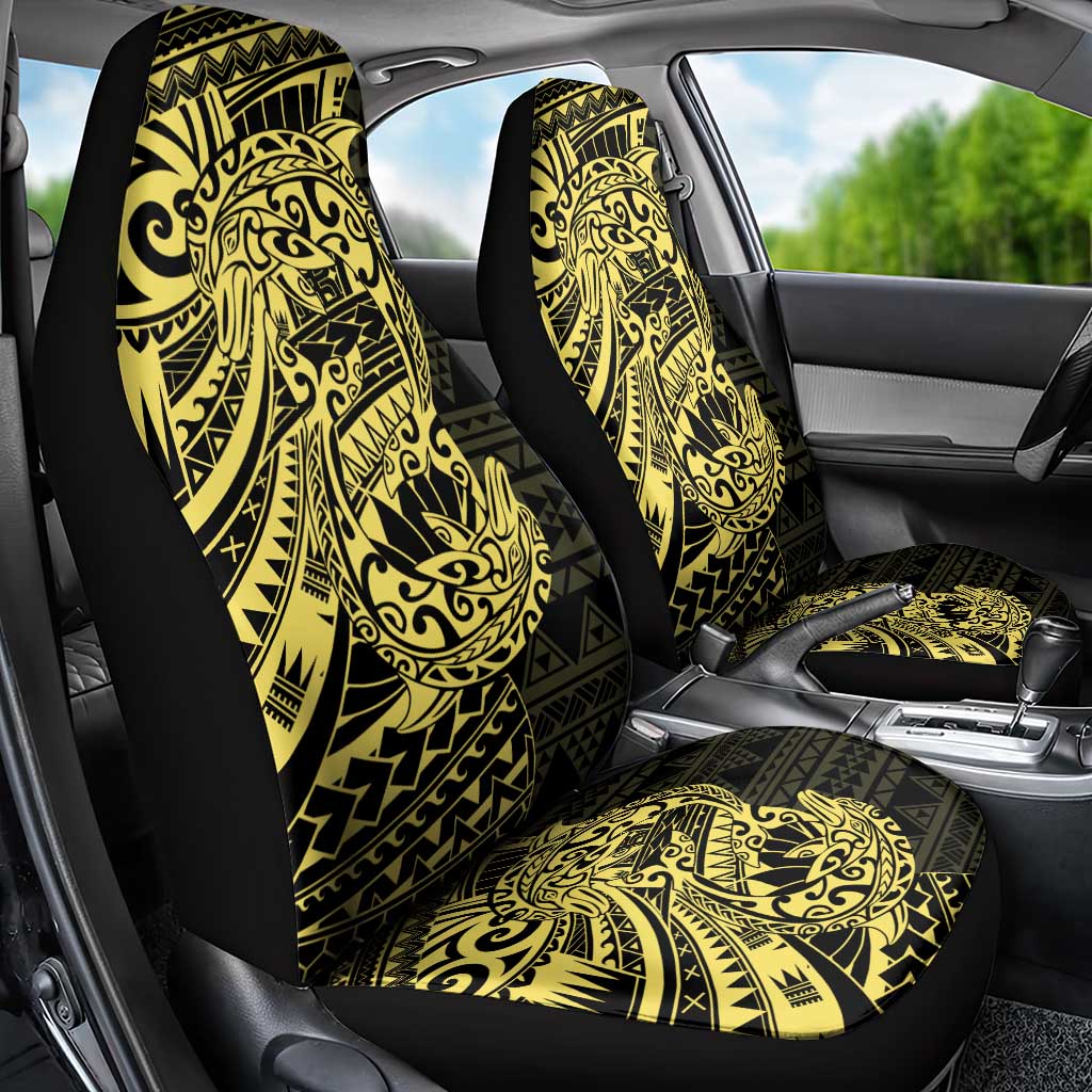 Yellow Couple Dolphins Maori Polynesian Style Car Seat Cover