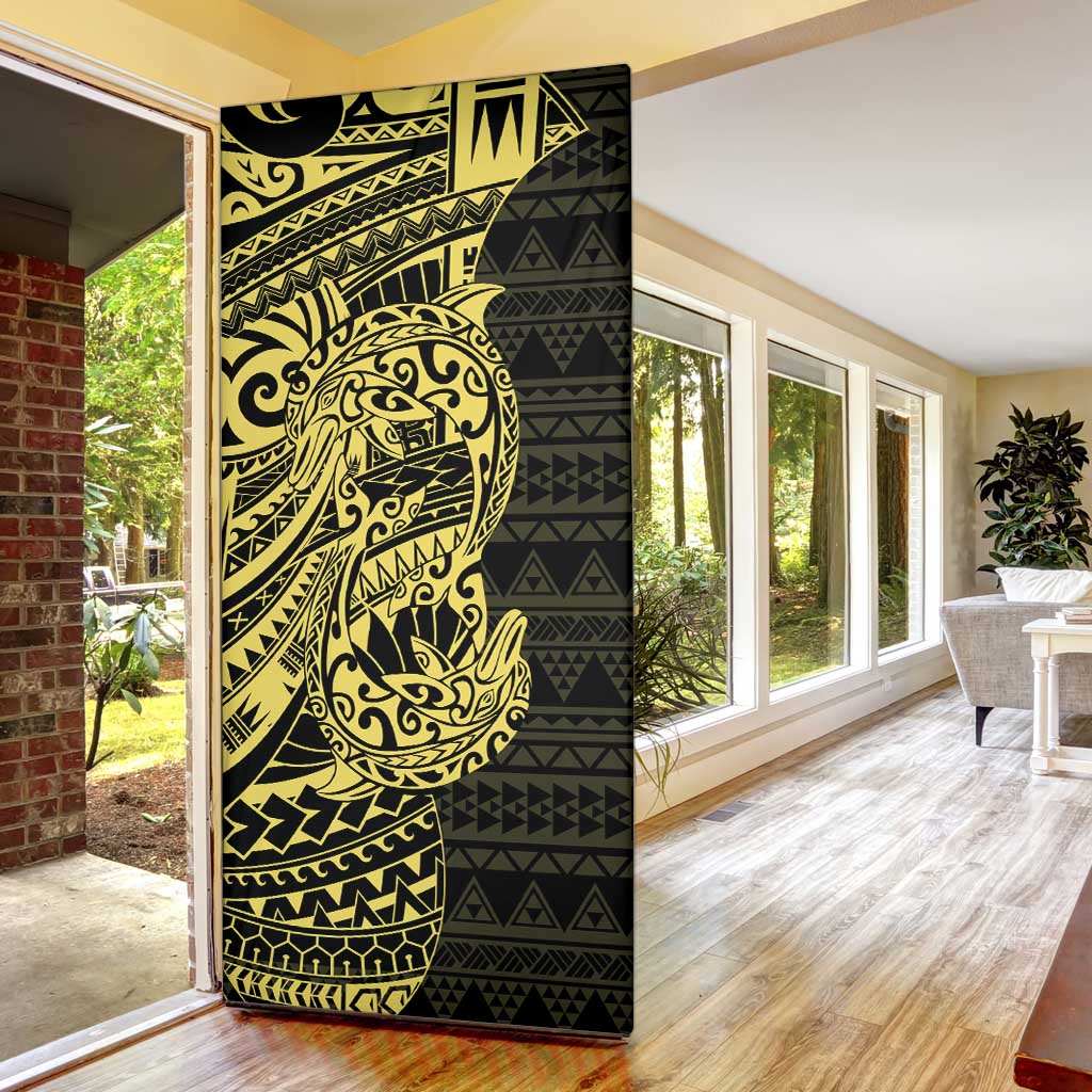 Yellow Couple Dolphins Maori Polynesian Style Door Cover - Polynesian Pride