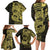 Yellow Couple Dolphins Maori Polynesian Style Family Matching Long Sleeve Bodycon Dress and Hawaiian Shirt