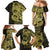 Yellow Couple Dolphins Maori Polynesian Style Family Matching Mermaid Dress and Hawaiian Shirt