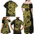 Yellow Couple Dolphins Maori Polynesian Style Family Matching Off Shoulder Maxi Dress and Hawaiian Shirt