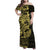 Yellow Couple Dolphins Maori Polynesian Style Family Matching Off Shoulder Maxi Dress and Hawaiian Shirt