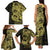 Yellow Couple Dolphins Maori Polynesian Style Family Matching Tank Maxi Dress and Hawaiian Shirt