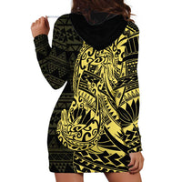 Yellow Couple Dolphins Maori Polynesian Style Hoodie Dress LT9 - Polynesian Pride