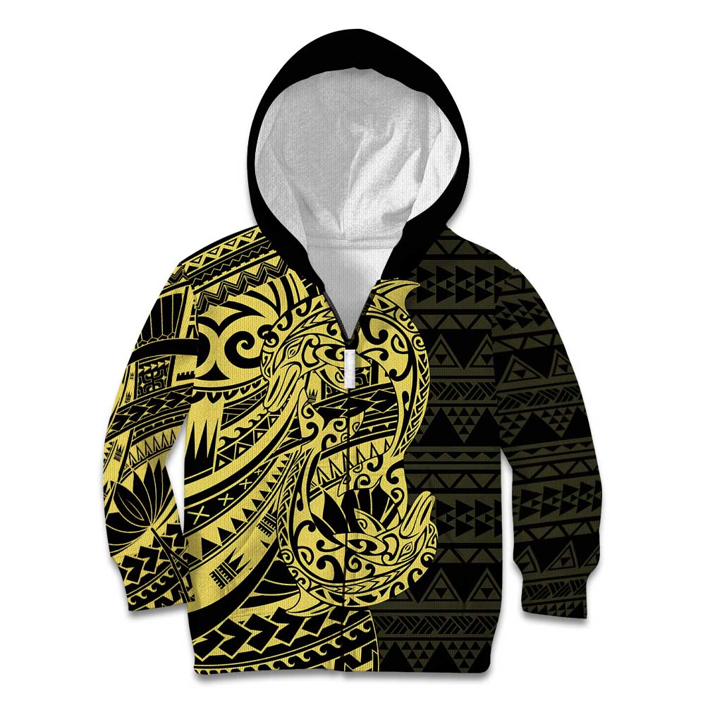 Yellow Couple Dolphins Maori Polynesian Style Kid Hoodie