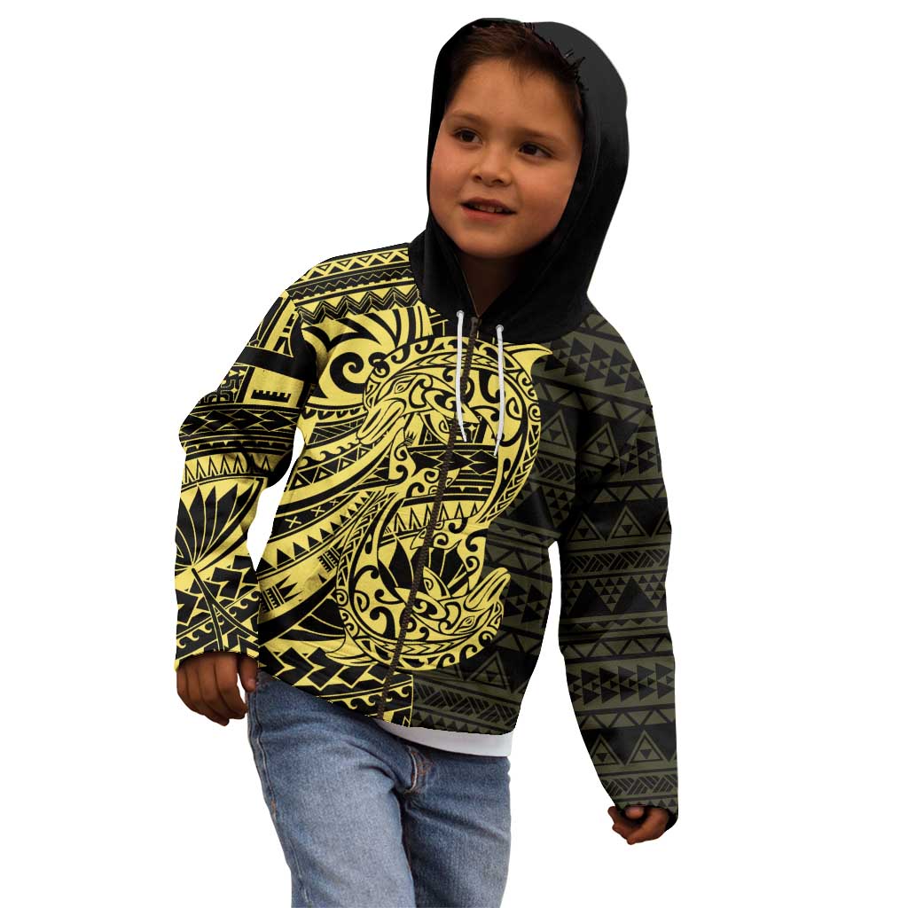 Yellow Couple Dolphins Maori Polynesian Style Kid Hoodie