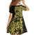 Yellow Couple Dolphins Maori Polynesian Style Kid Short Sleeve Dress