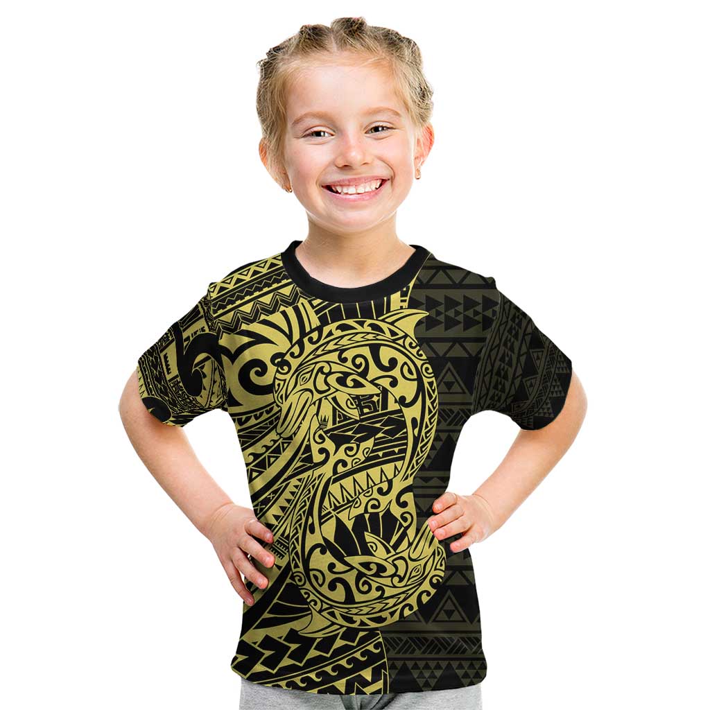 Yellow Couple Dolphins Maori Polynesian Style Kid T Shirt