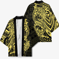 Yellow Couple Dolphins Maori Polynesian Style Kimono - Polynesian Pride