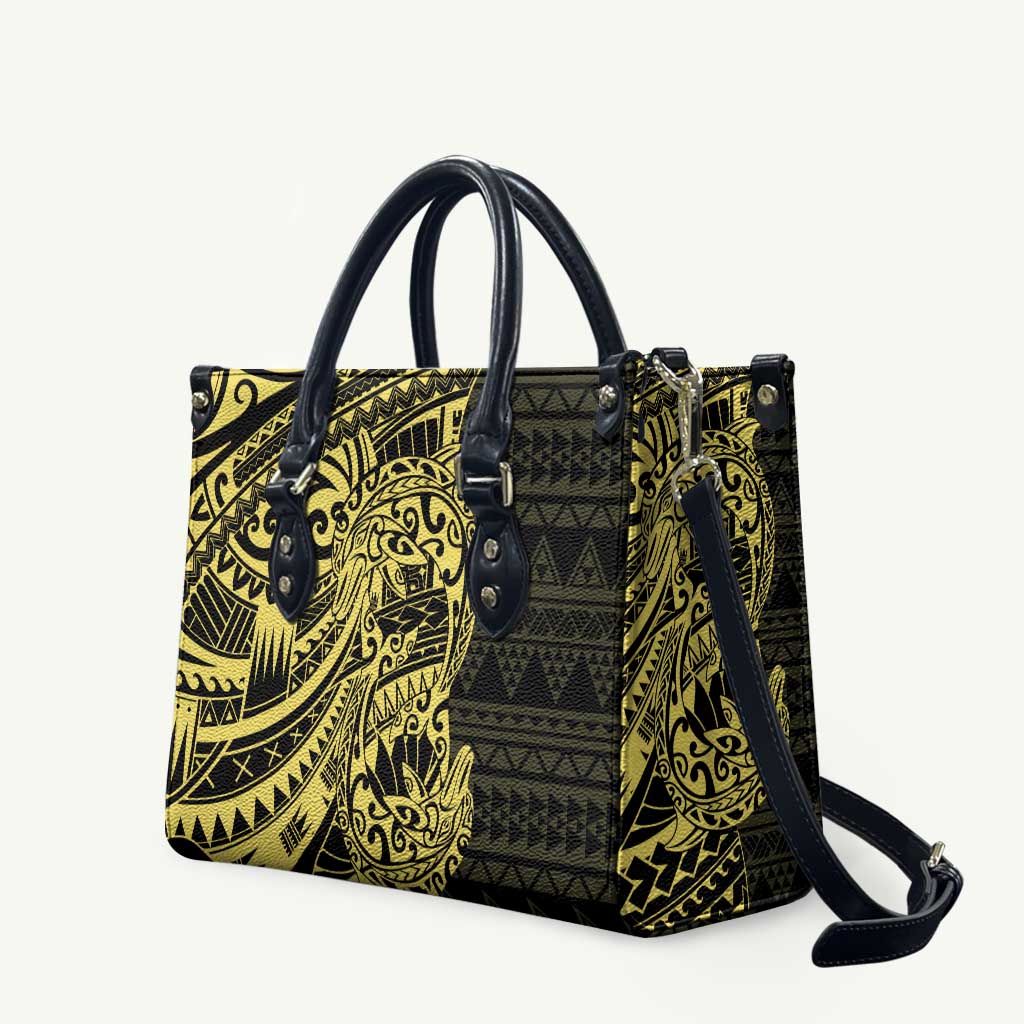 Yellow Couple Dolphins Maori Polynesian Style Leather Bag - Polynesian Pride