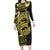 Yellow Couple Dolphins Maori Polynesian Style Long Sleeve Bodycon Dress