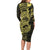 Yellow Couple Dolphins Maori Polynesian Style Long Sleeve Bodycon Dress