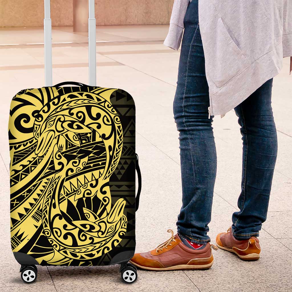 Yellow Couple Dolphins Maori Polynesian Style Luggage Cover