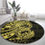 Yellow Couple Dolphins Maori Polynesian Style Round Carpet