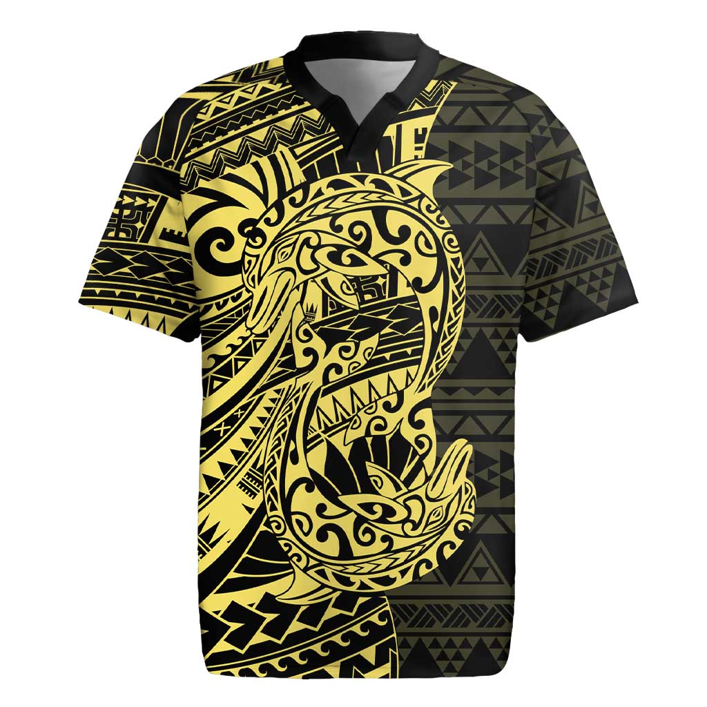 Yellow Couple Dolphins Maori Polynesian Style Rugby Jersey