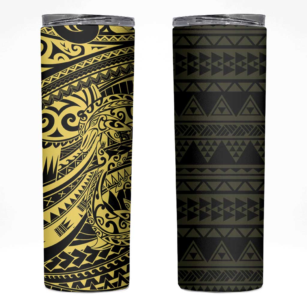 Yellow Couple Dolphins Maori Polynesian Style Skinny Tumbler