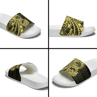 Yellow Couple Dolphins Maori Polynesian Style Slide Sandals - Polynesian Pride