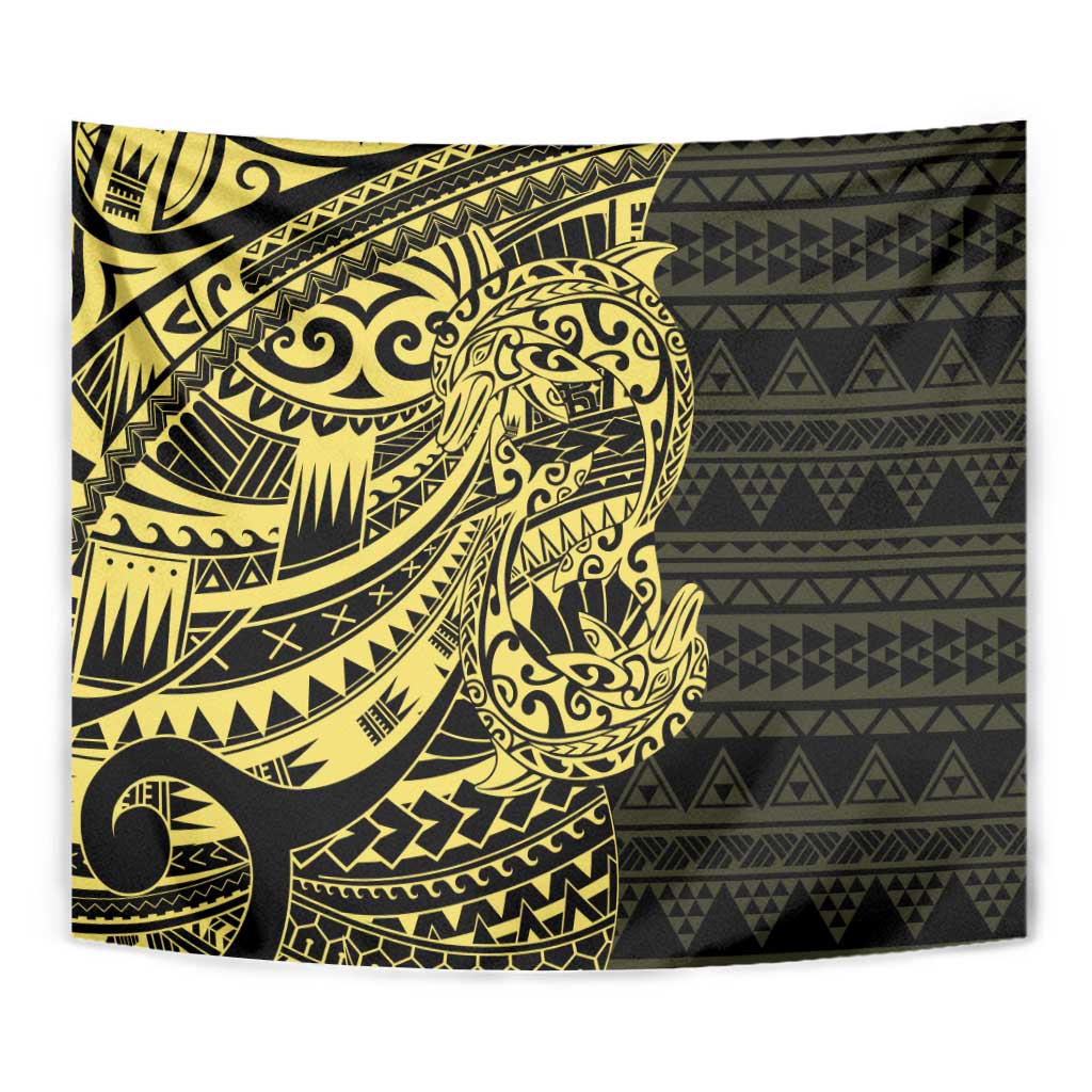 Yellow Couple Dolphins Maori Polynesian Style Tapestry