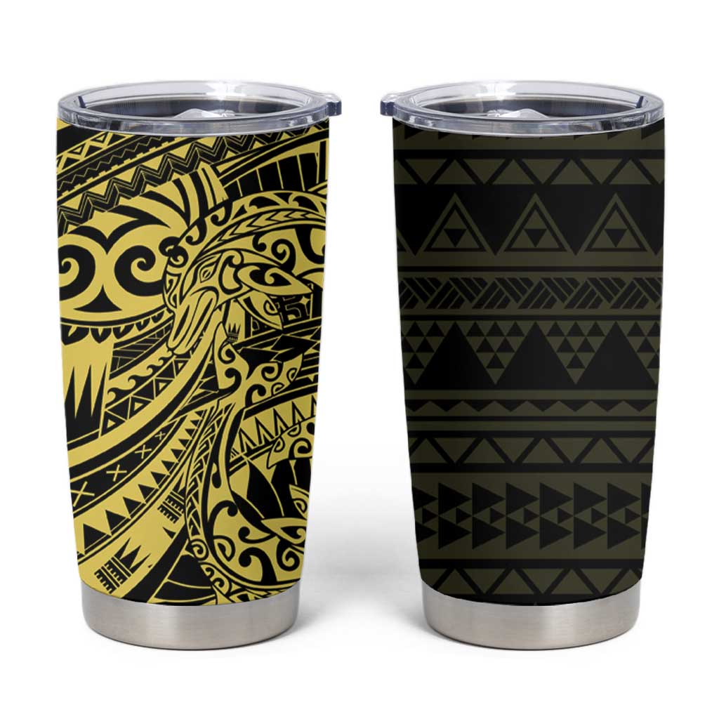 Yellow Couple Dolphins Maori Polynesian Style Tumbler Cup