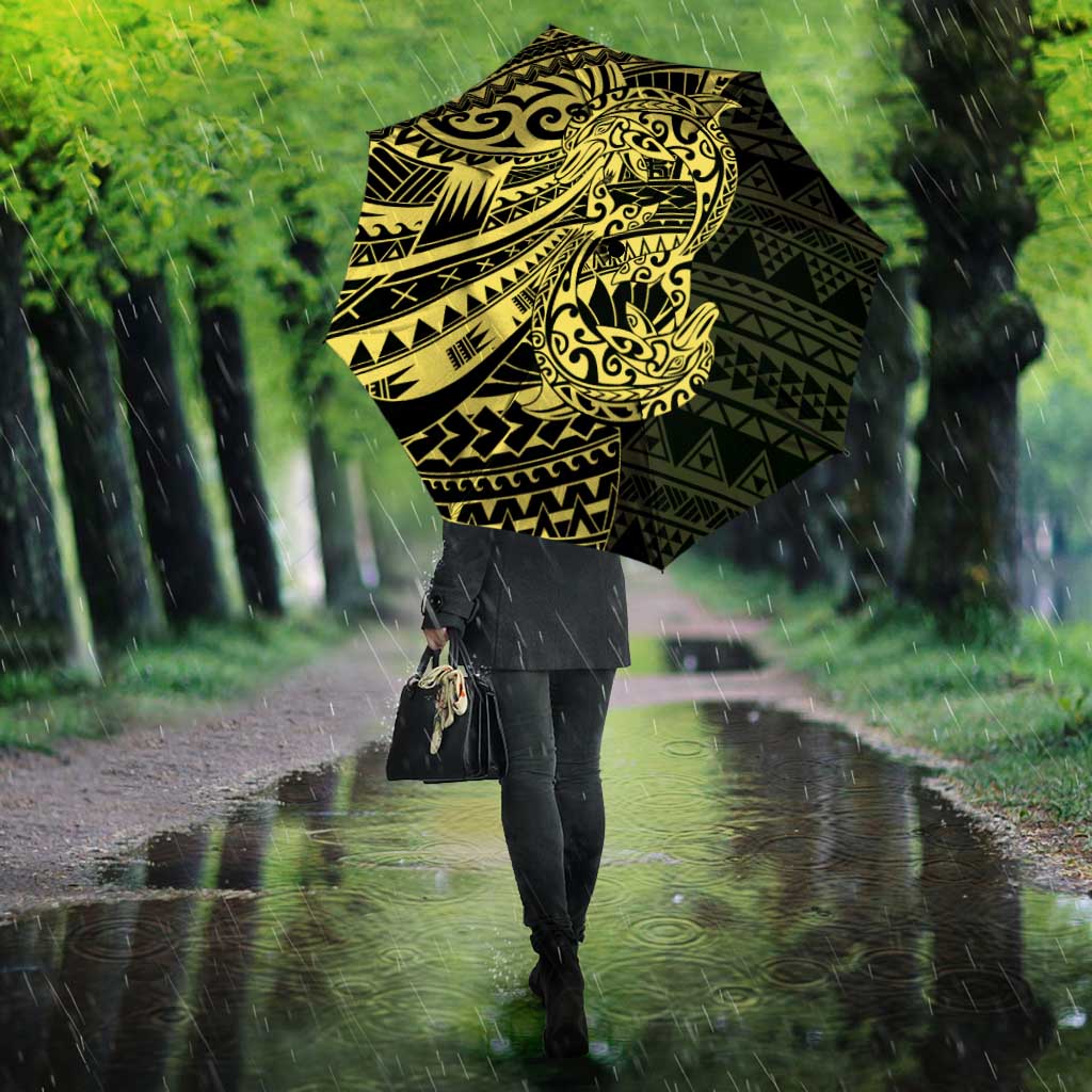 Yellow Couple Dolphins Maori Polynesian Style Umbrella - Polynesian Pride