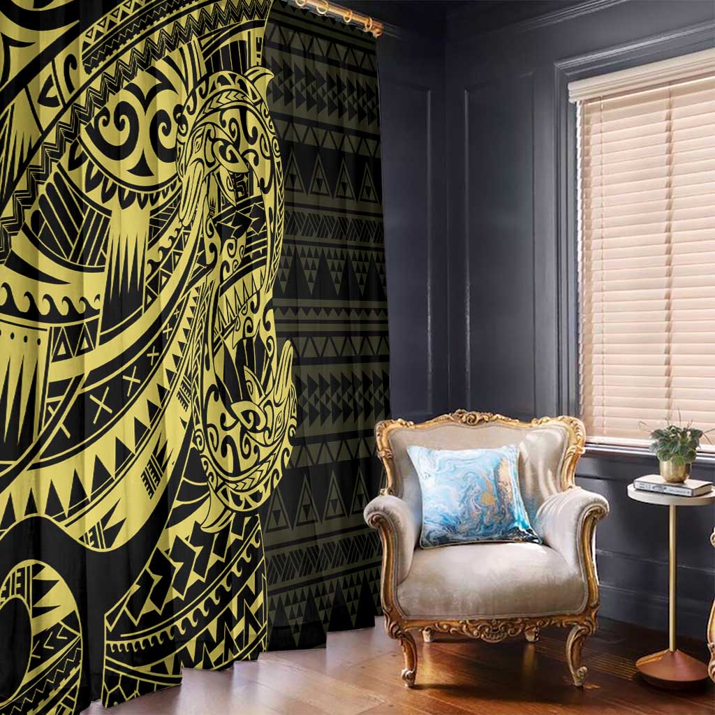 Yellow Couple Dolphins Maori Polynesian Style Window Curtain