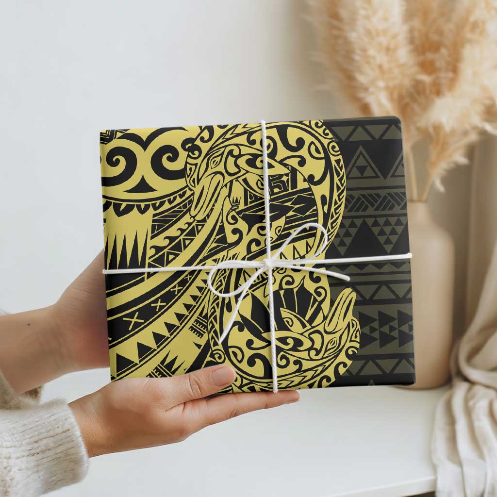 Yellow Couple Dolphins Maori Polynesian Style Wrapping Paper - Polynesian Pride