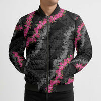 Guam Bougainvillea Lei Bomber Puffer Jacket Chamorro Tribal Pattern - Polynesian Pride