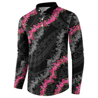 Guam Bougainvillea Lei Button Sweatshirt Chamorro Tribal Pattern