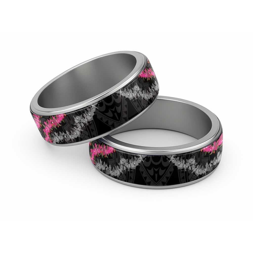 Guam Bougainvillea Lei Classic Ring Chamorro Tribal Pattern - Polynesian Pride