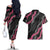 Guam Bougainvillea Lei Couples Matching Off The Shoulder Long Sleeve Dress and Hawaiian Shirt Chamorro Tribal Pattern