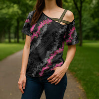 Guam Bougainvillea Lei Cross Shoulder Shirt Chamorro Tribal Pattern - Polynesian Pride