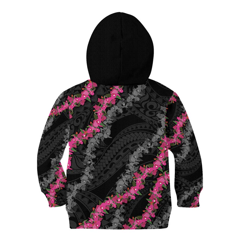 Guam Bougainvillea Lei Kid Hoodie Chamorro Tribal Pattern