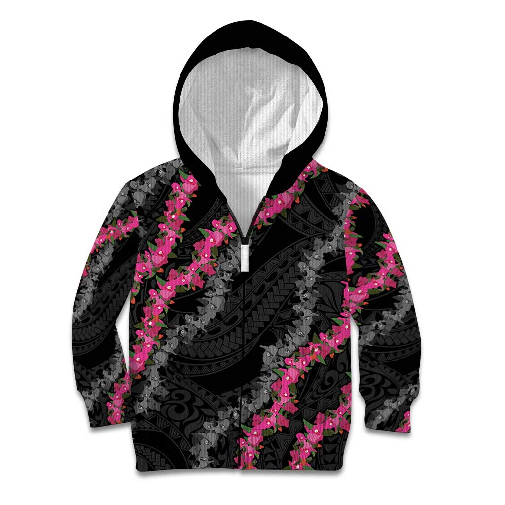Guam Bougainvillea Lei Kid Hoodie Chamorro Tribal Pattern