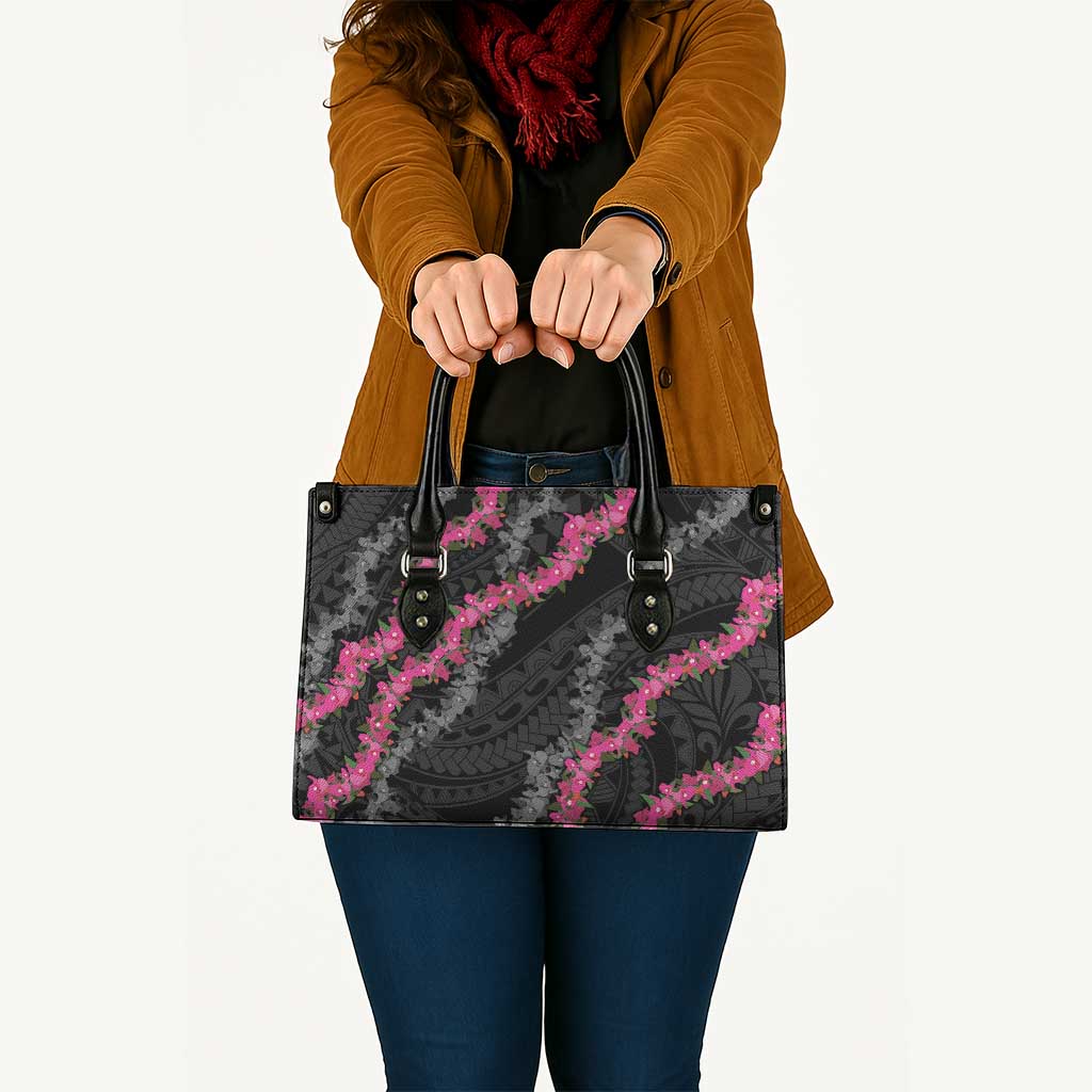 Guam Bougainvillea Lei Leather Bag Chamorro Tribal Pattern - Polynesian Pride