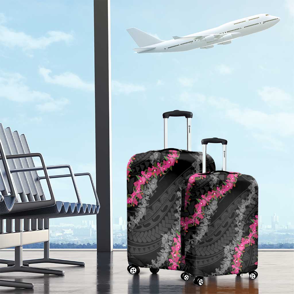 Guam Bougainvillea Lei Luggage Cover Chamorro Tribal Pattern